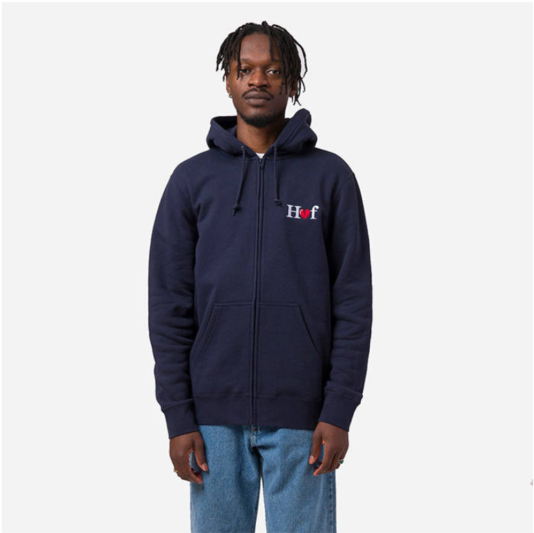 Суитчър HUF Milton Zip-Up Hoodie Тъмно синьо | pf00417-nvblz, 0