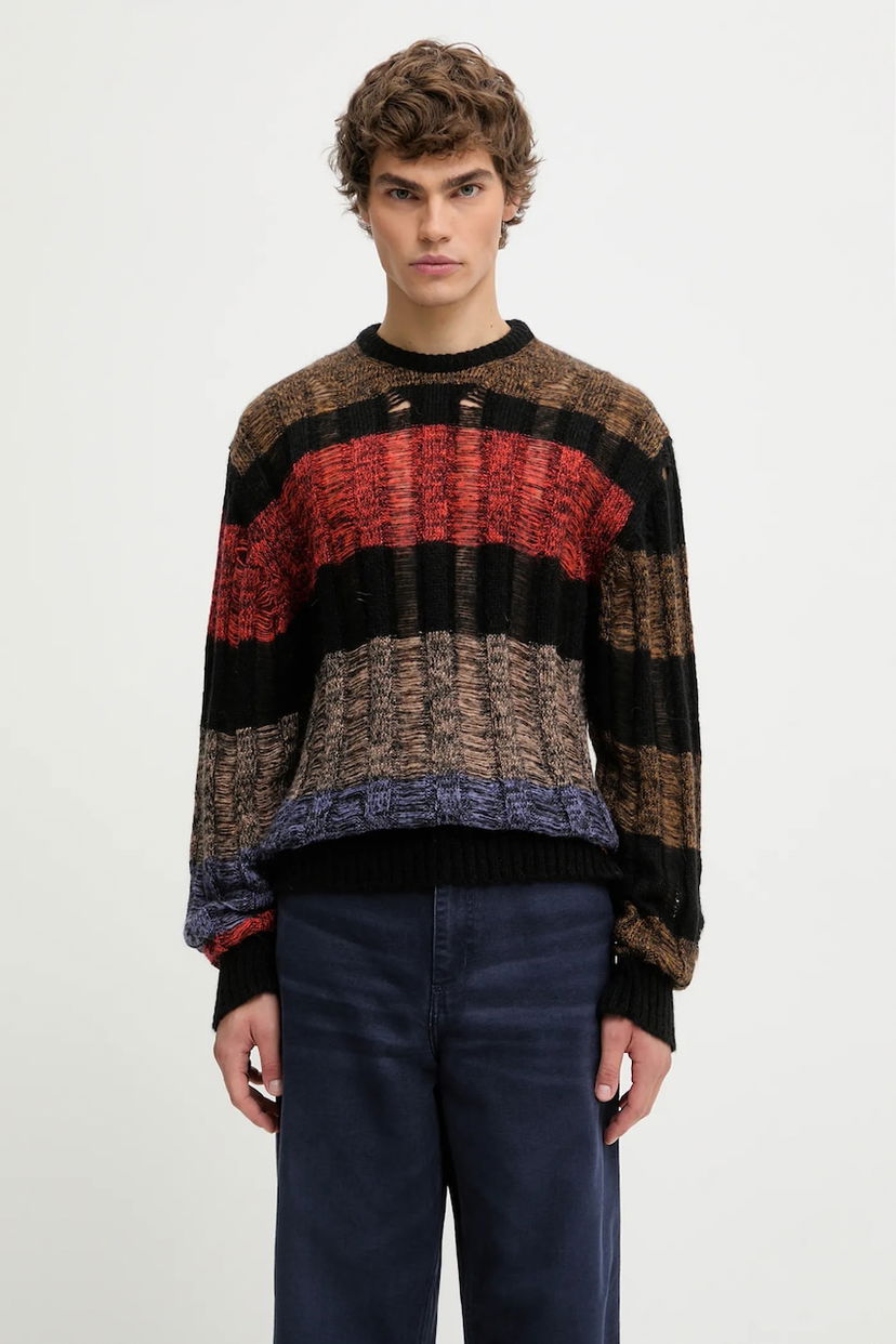Пуловер Aries Distressed Striped Mohair Cable Sweater Многоцветен | AR2004304