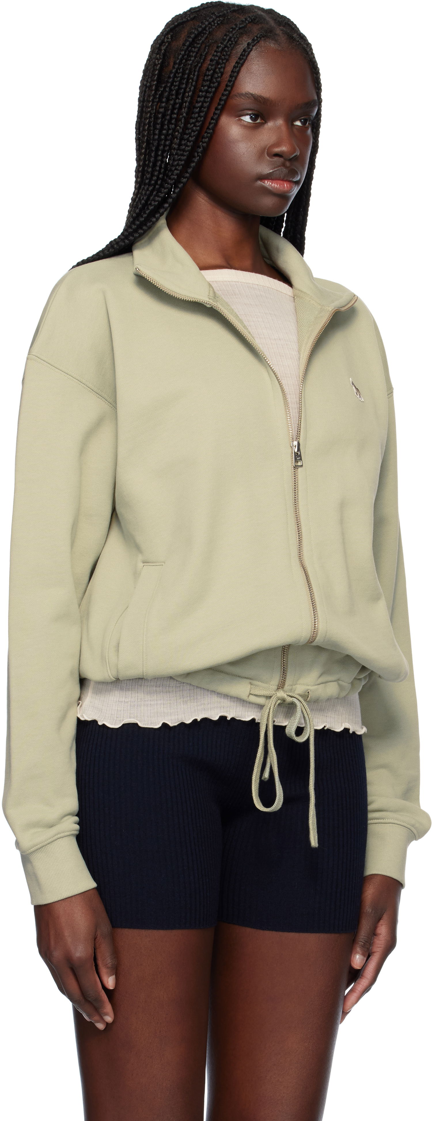 Суитчър MAISON KITSUNÉ Maison Kitsuné Baby Fox Patch Zip-Up Sweatshirt Зелено | OW02132KM0325, 1
