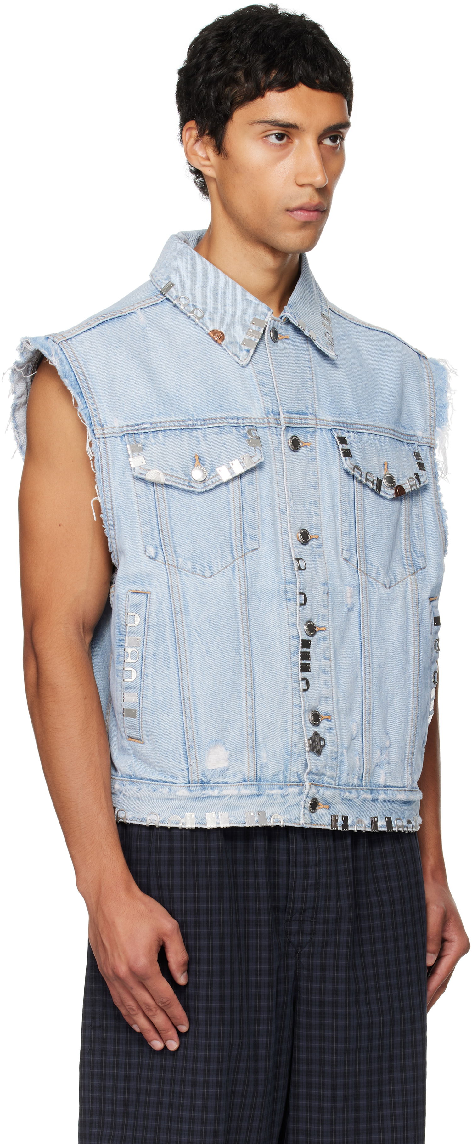 Жилетка Alexander Wang Alexander Wang Distressed Oversized Hardware Denim Vest Синьо | UDC3252816, 1
