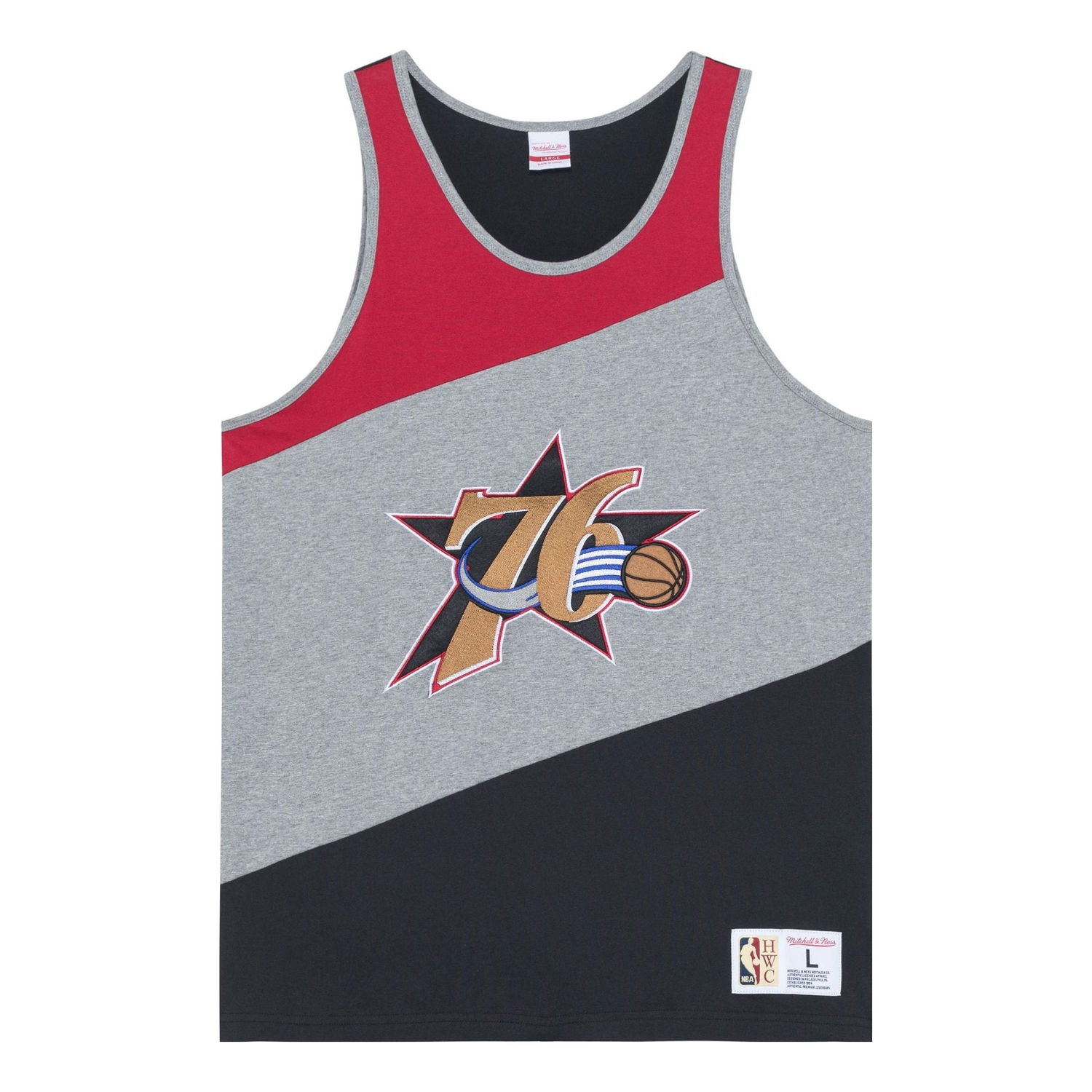 Потник Mitchell & Ness NBA HWC Philadelphia 76ers Colorblocked Tank Top Сиво | TTNK5120-P76YYPPPGHBK, 0