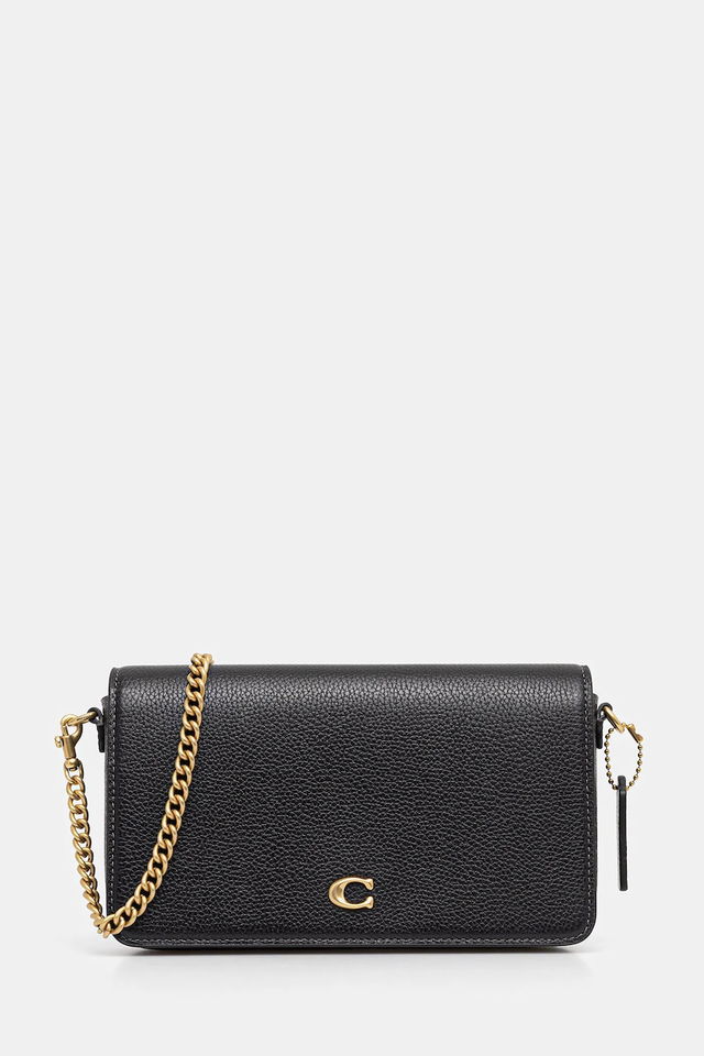 Mila Grained Leather Flap Wallet on Chain