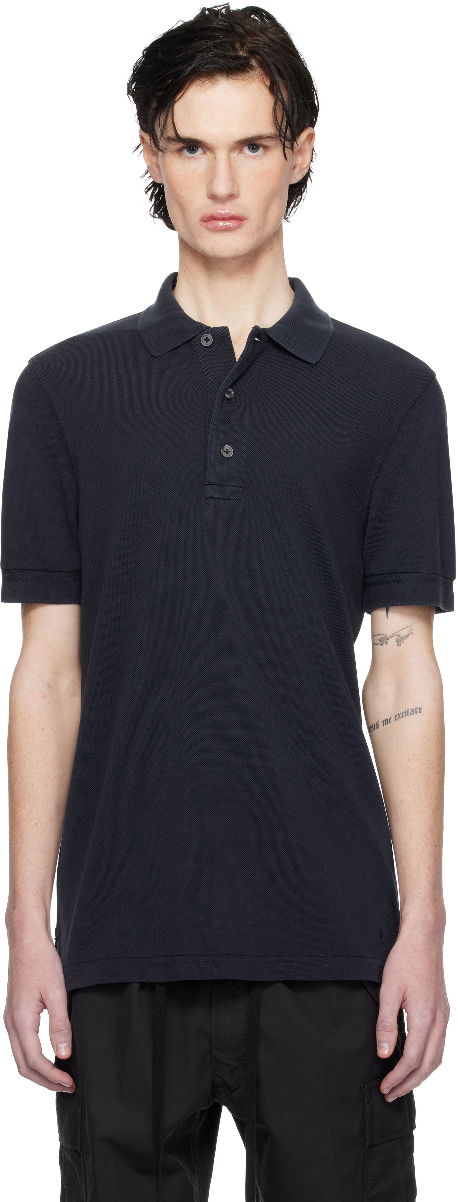 Поло тениска Tom Ford Three-Button Polo Shirt Тъмно синьо | JPS011-JMT009S25, 0