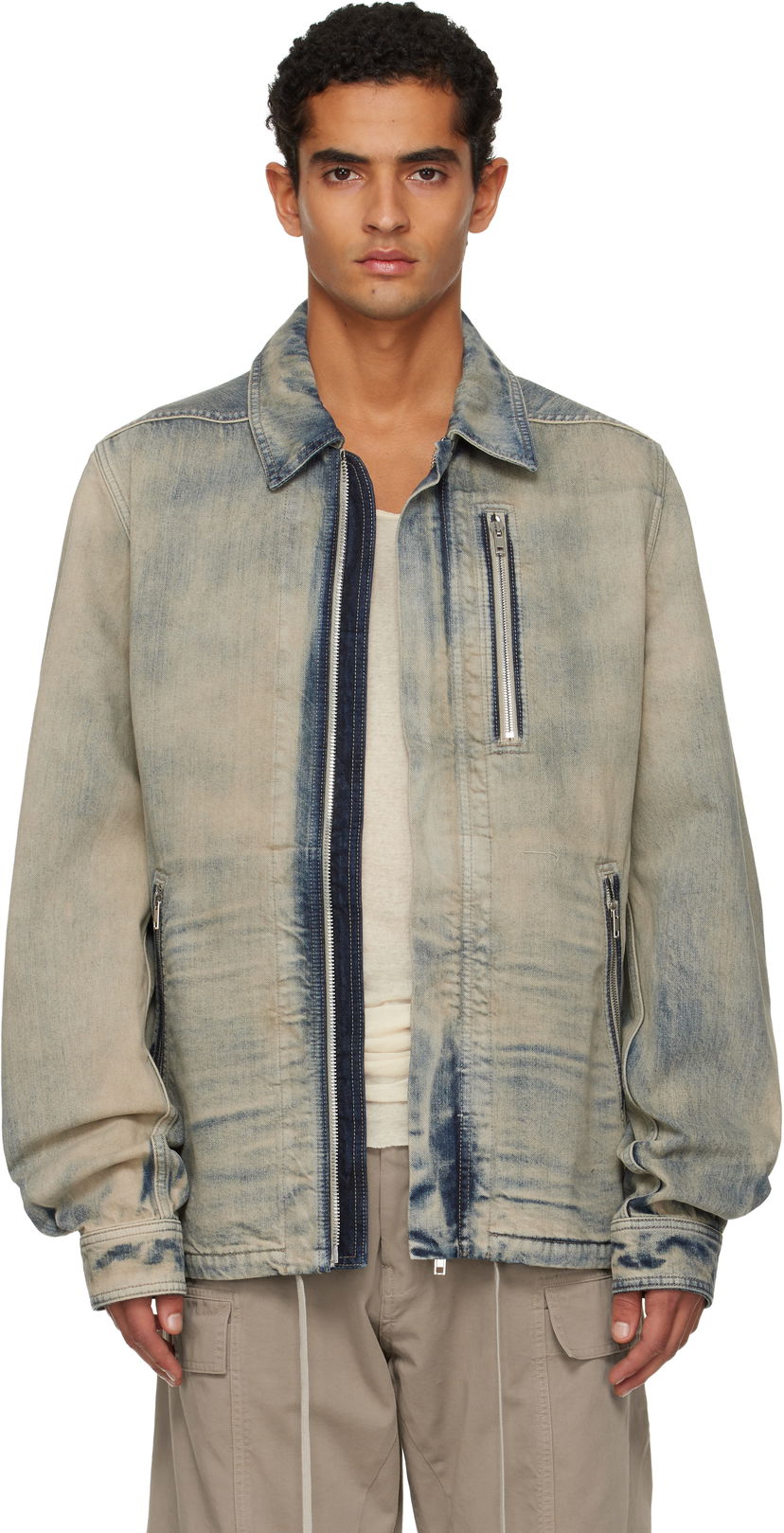 Яке Rick Owens DRKSHDW Concordians Concealed Zipfront Denim Jacket Синьо | DU02E7775 DMP
