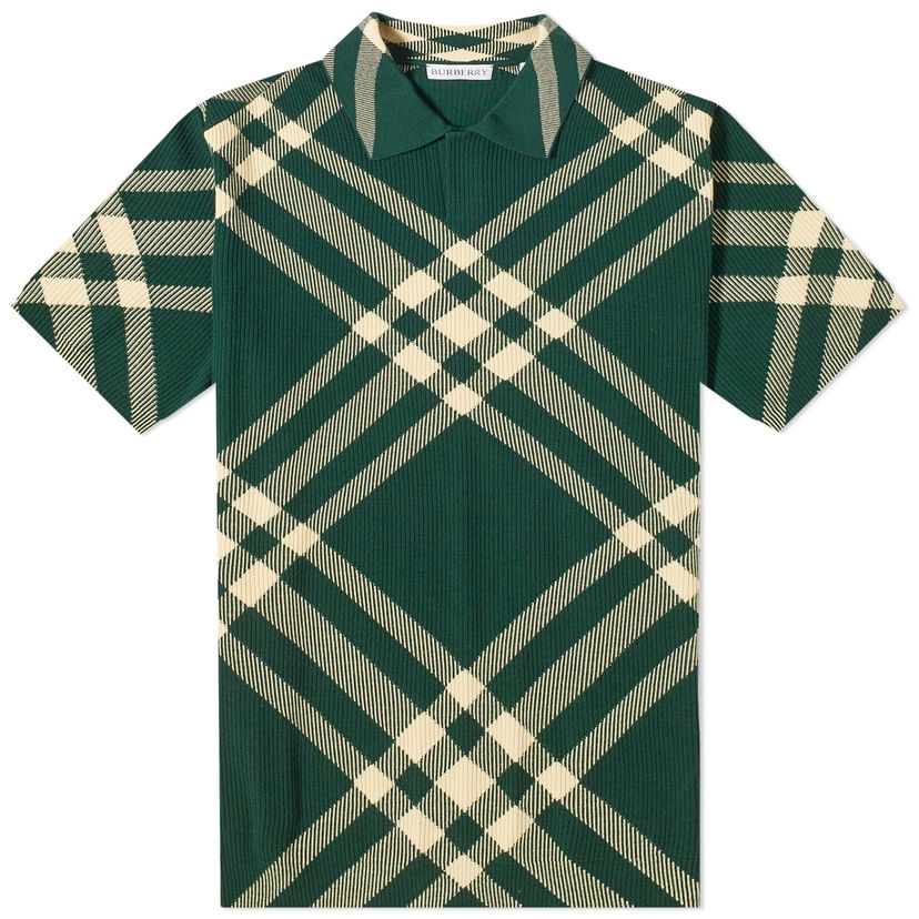 Поло тениска Burberry Knitted Check Polo Зелено | 8081092-B8724