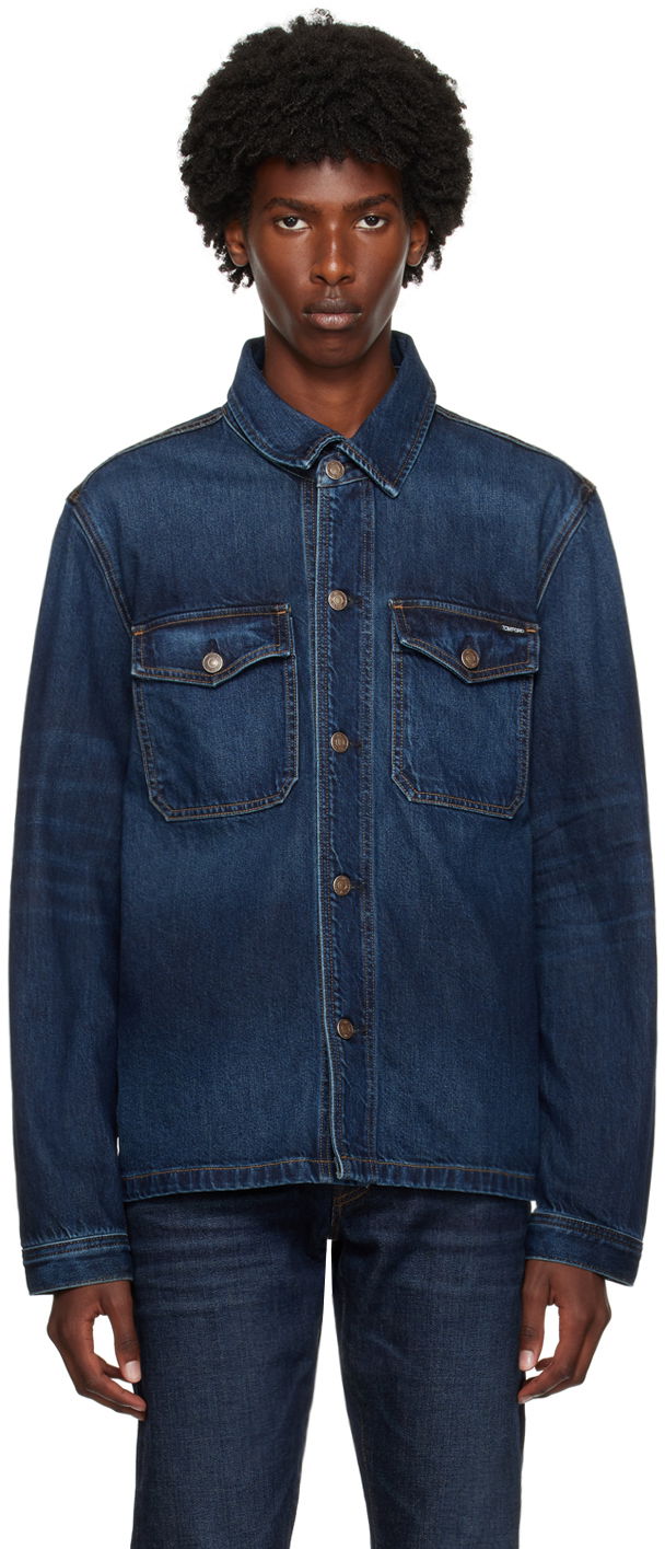 Яке Tom Ford Blue Faded Denim Jacket Тъмно синьо | DJR002-DMC055F24