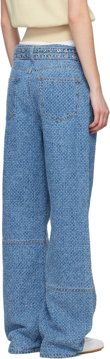 Дънки GANNI GANNI Izey Fluffy Belt Jeans Синьо | J1721, 2