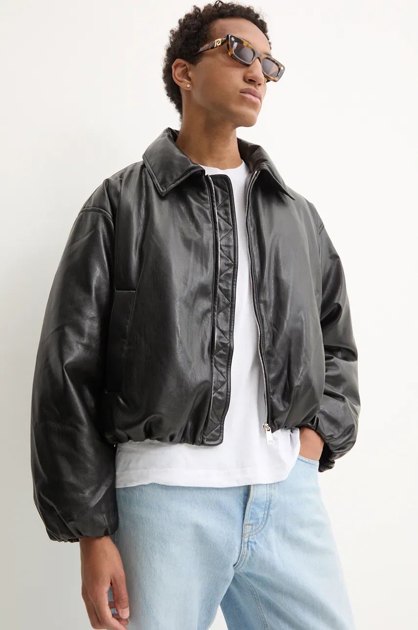 Яке бомбър Nanushka Oversized Faux Leather Bomber Jacket Черно | NM24PFJK00199, 0