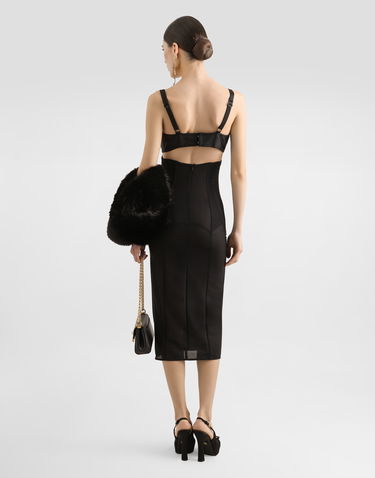 Pокля Dolce & Gabbana Dolce & Gabbana Calf-Length Satin and Lace Corset Dress Черно | F6TTWTGDC4XN0000, 2
