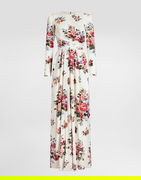 Flower Bouquet-print Charmeuse Dress