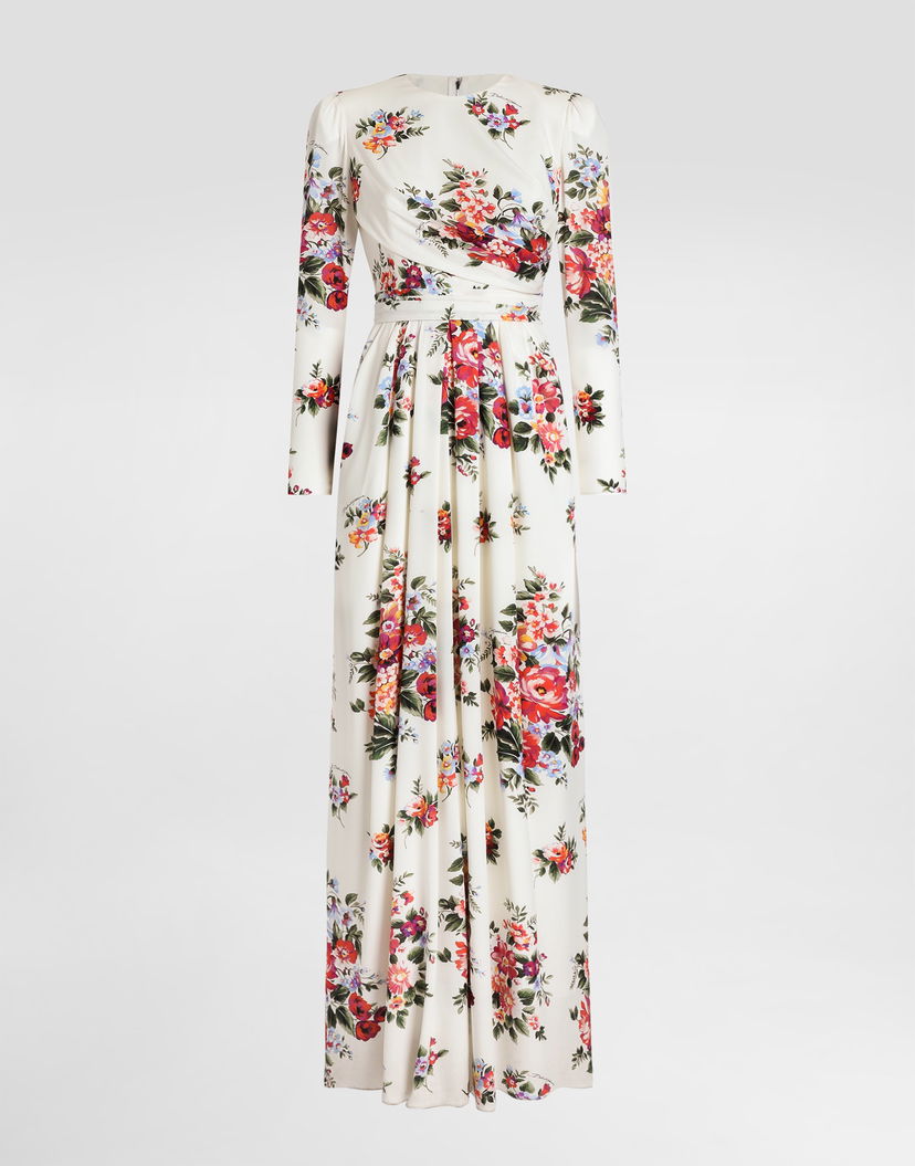 Pокля Dolce & Gabbana Flower Bouquet-print Charmeuse Dress Многоцветен | F610LTFSA8PHA5ZO