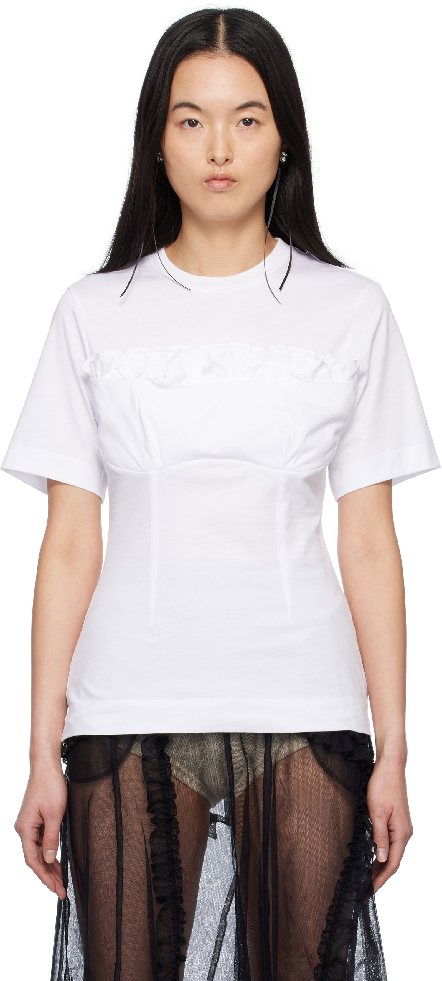 Тениска Simone Rocha Simone Rocha Balconette Bust Detail T-Shirt Бяло | 5323 0553, 0