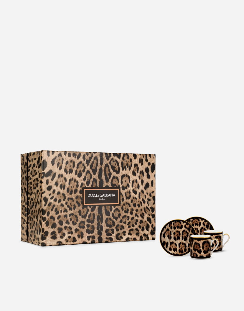 Домашен декор Dolce & Gabbana Dolce & Gabbana Leopard Print Gift Box With 2 Porcelain Espresso Cups With Saucers Многоцветен | TC0S23TCA71UL003