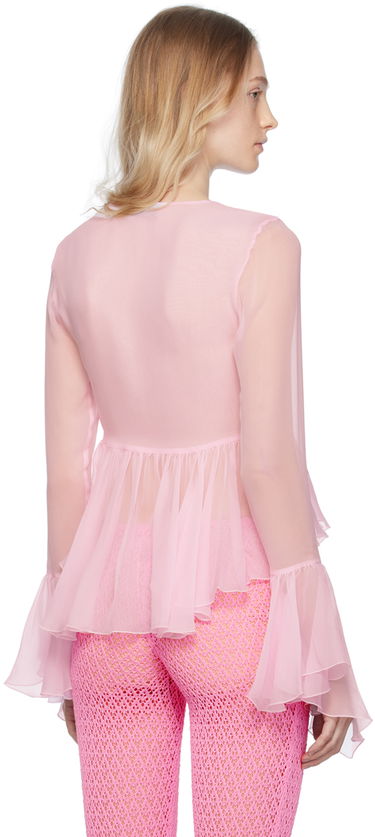 Риза Blumarine Blumarine Ruffled Tie-Front Blouse Розово | P344C005A, 2