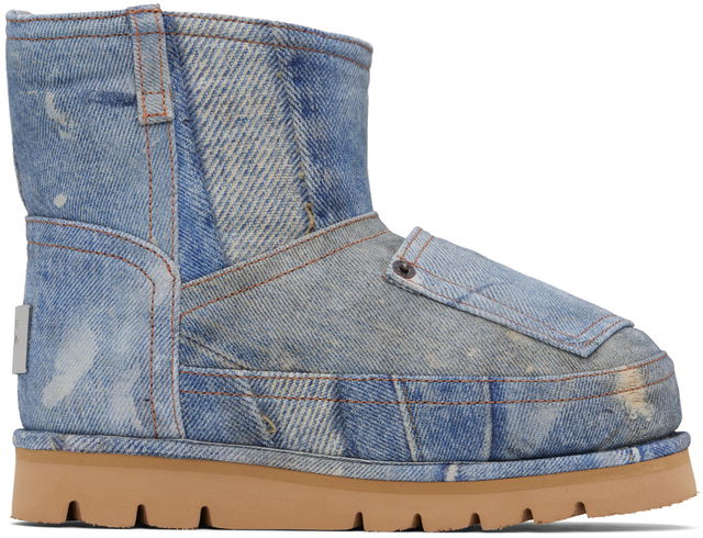 Acne Studios Batter Low Print Denim Boots