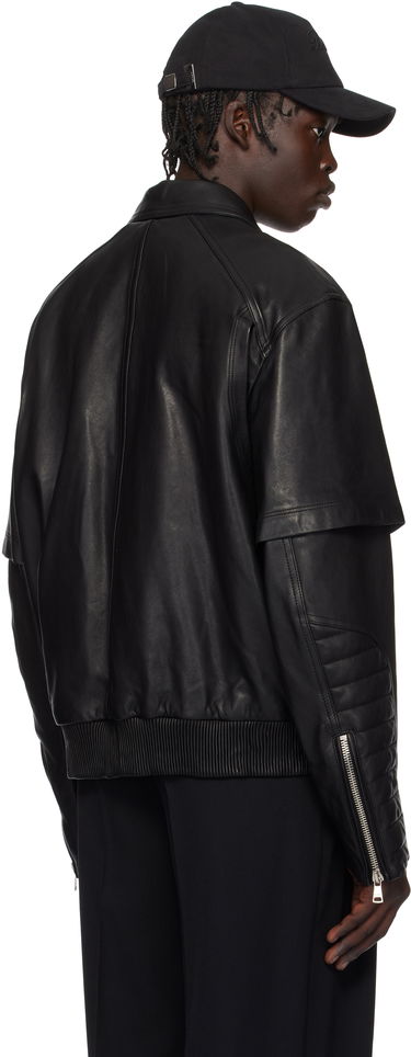 Яке бомбър Balmain Balmain Layered Leather Jacket Черно | EH1TF936LC62, 2