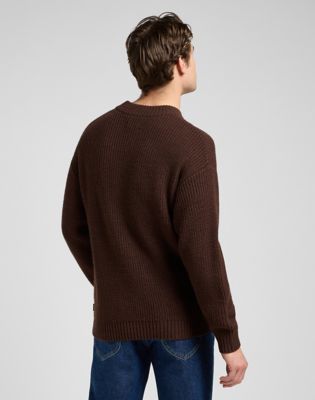 Пуловер Lee Lee Relaxed Chunky Crew Neck Sweater Size XXL Кафяво | 112370541, 1
