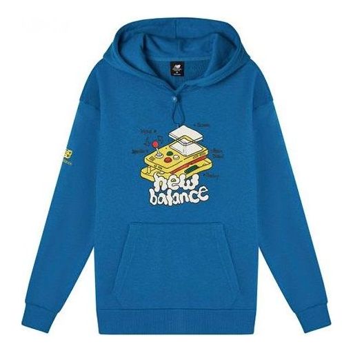 Суитчър New Balance Print Hoodie Синьо | AMT11336-BMT