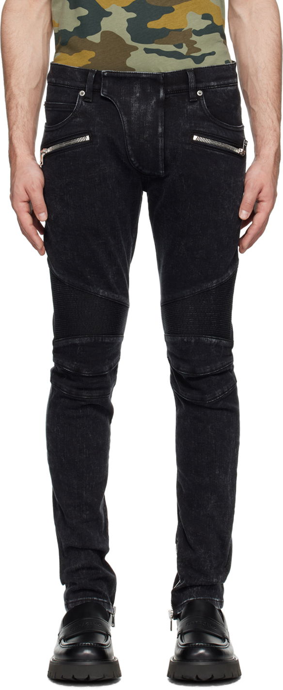 Дънки Balmain Slim-Fit Biker Jeans Черно | CH0MG009DE40