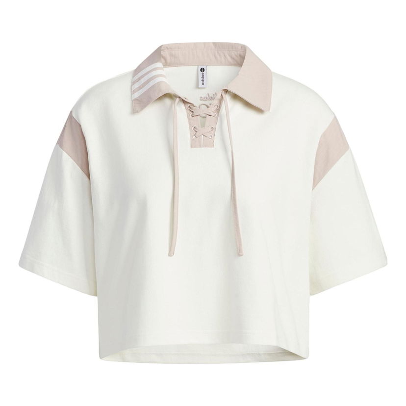 Съкратен топ adidas Originals Neo Logo Lace-Up Crop Polo Бяло | IK6081