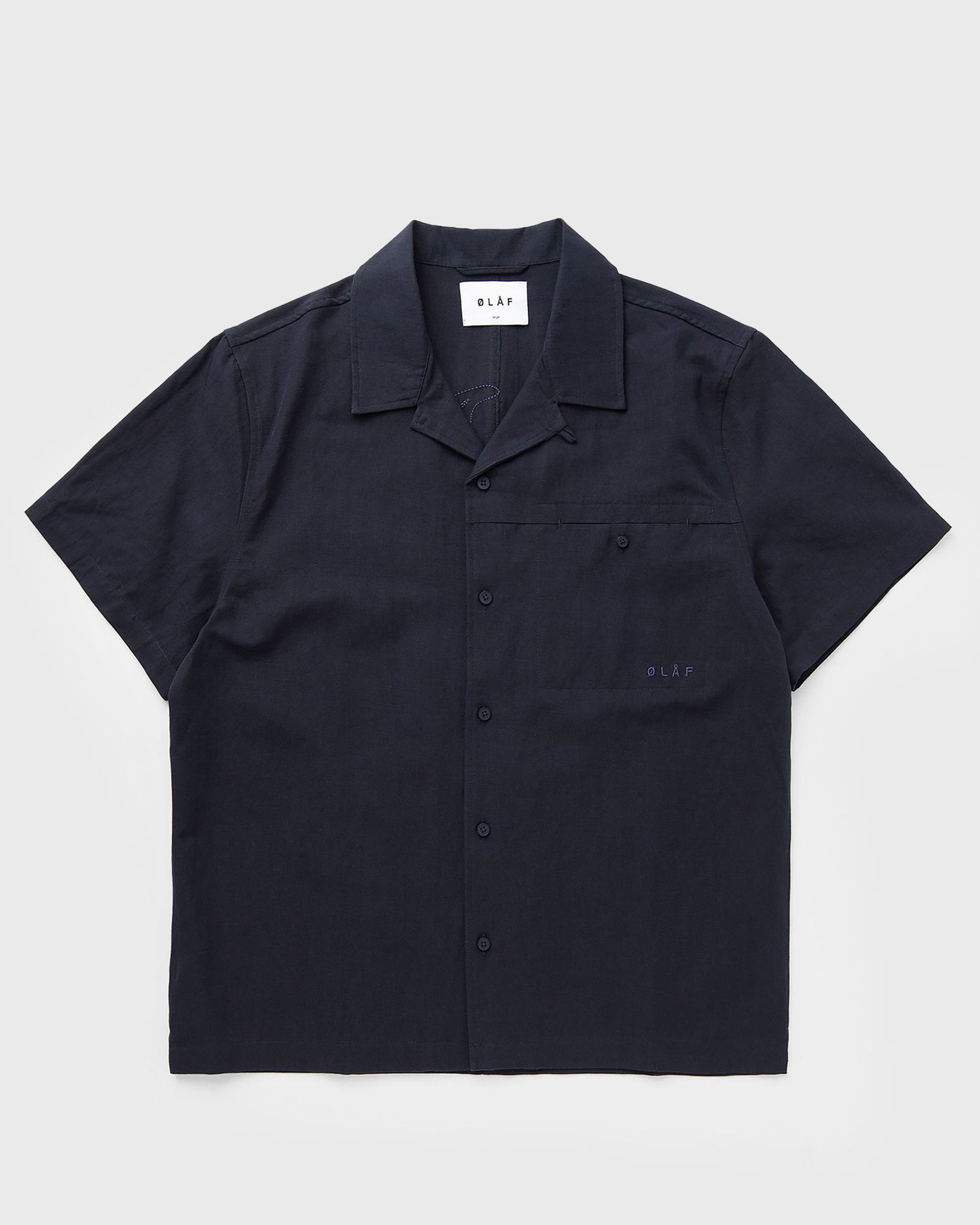 Риза ØLÅF Linen Camp Collar Shirt Тъмно синьо | M210304-NAVY, 1