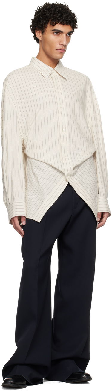 Риза HED MAYNER Hed Mayner Oversized Pin Stripe Twisted Hem Shirt Бежово | HMMC60013AHC265, 3