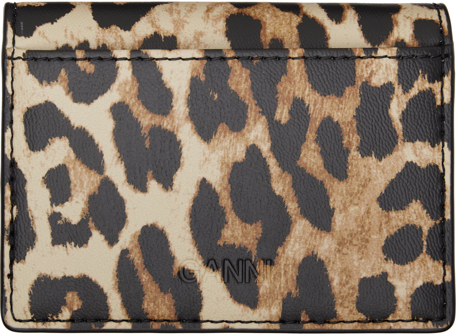 Портфейл GANNI GANNI Leopard Bou Flap Card Holder Бежово | A6545, 1