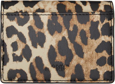 Портфейл GANNI GANNI Leopard Bou Flap Card Holder Бежово | A6545, 1