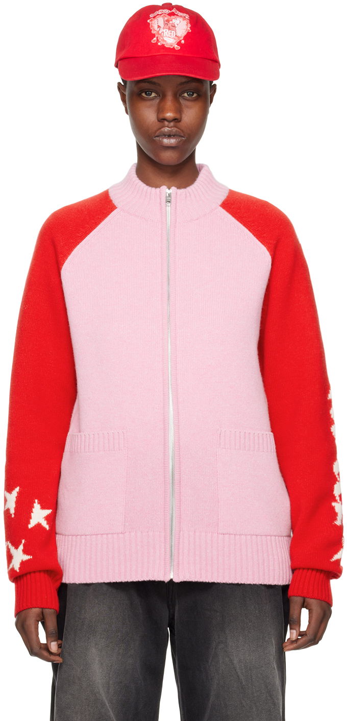 Пуловер We11done We11done Zip Cardigan with Stars Розово | WD-KJ0-24-620-U-LP, 0