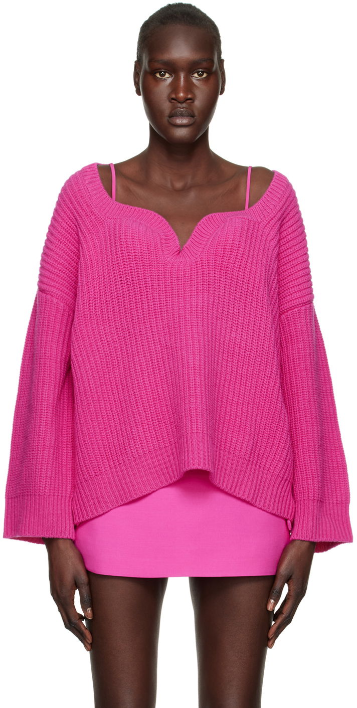 Пуловер Valentino Sweetheart Neck Knitted Sweater Розово | 1B0KC40Q7KC, 0