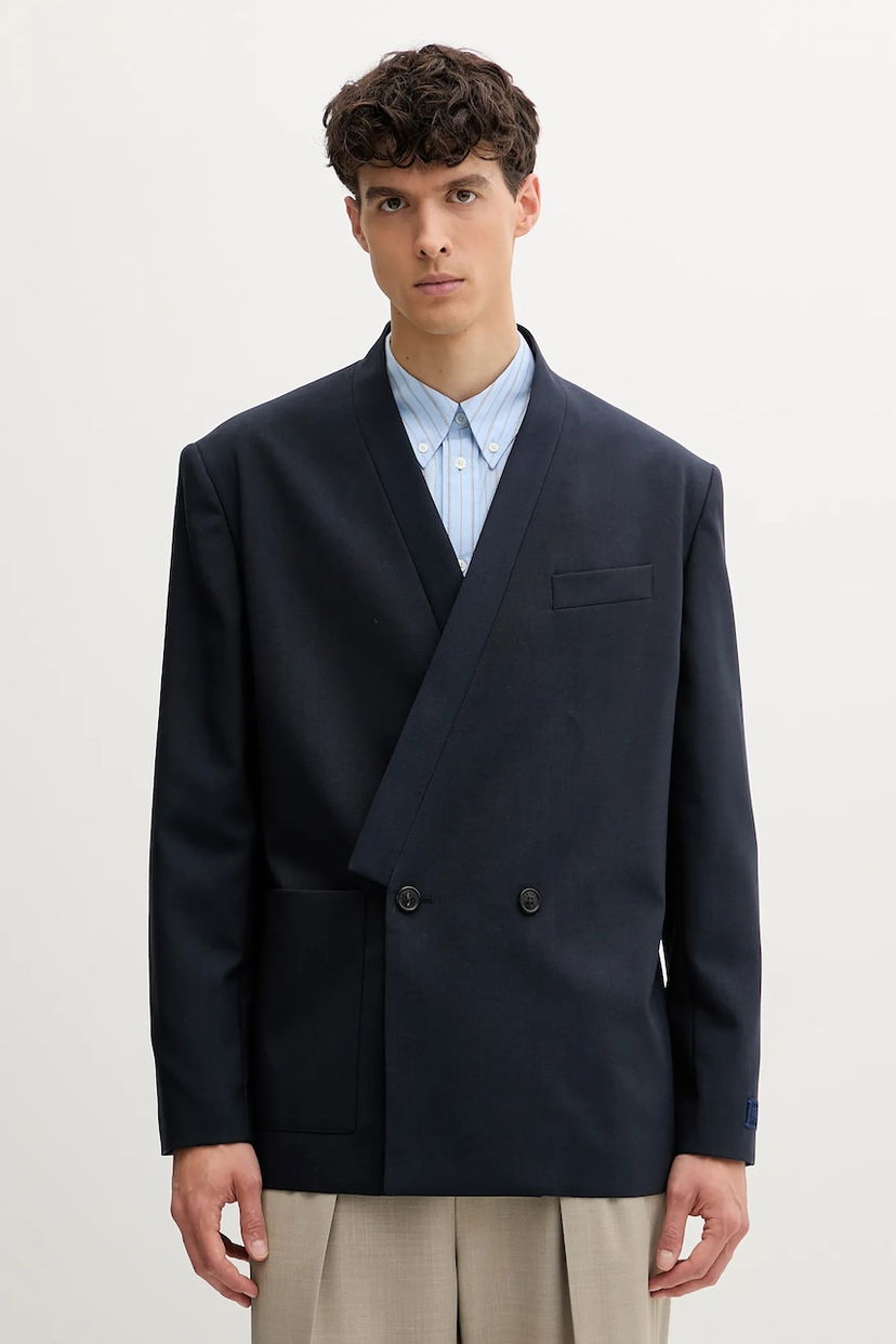 Яке KENZO Kenzo Double-Breasted Wool Blazer Тъмно синьо | FE65VE1309GE