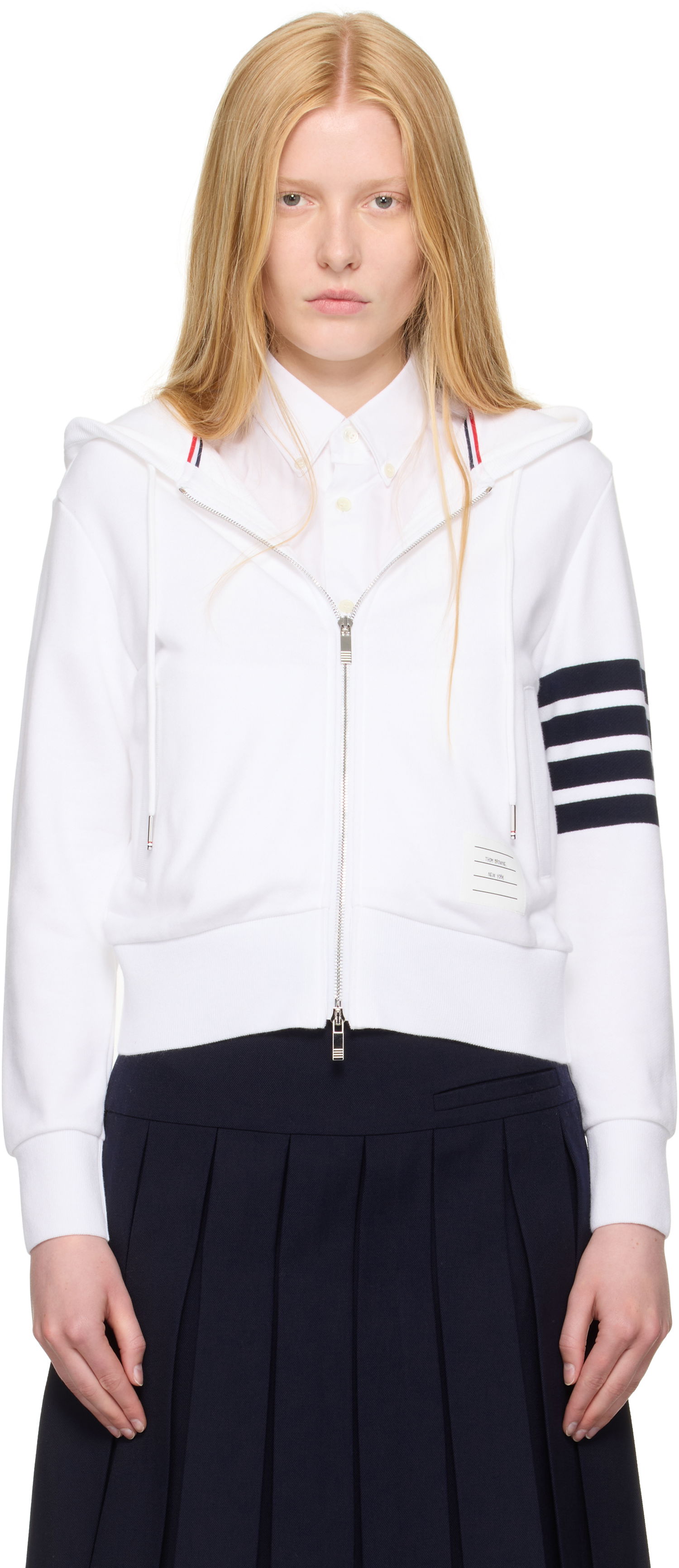 Суитчър Thom Browne Thom Browne Classic Zip Up Hoodie Бяло | FJT400A-00535, 0