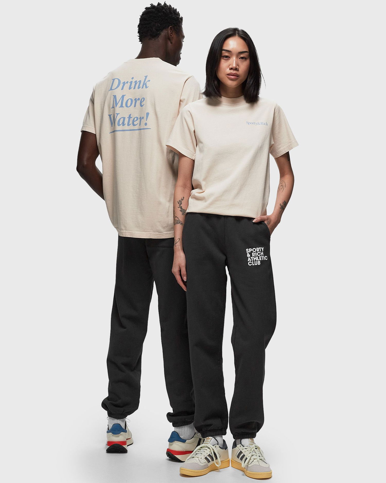 Тениска Sporty & Rich 'Drink More Water' T-Shirt Бежово | TSAW2372CR, 1