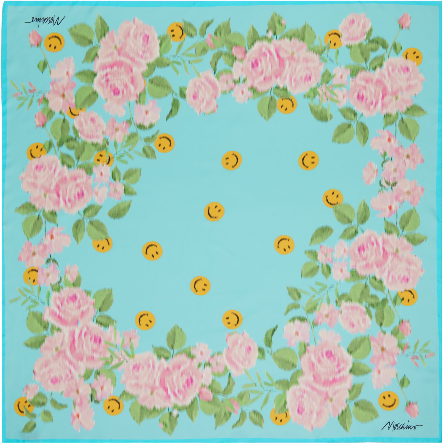 Шал Moschino Moschino Twill Floral-Print Silk Scarf Тюркоазено | 251D_3308_04761293, 0
