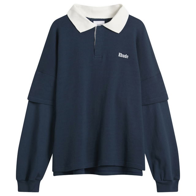 Layered Long Sleeve Pique Polo