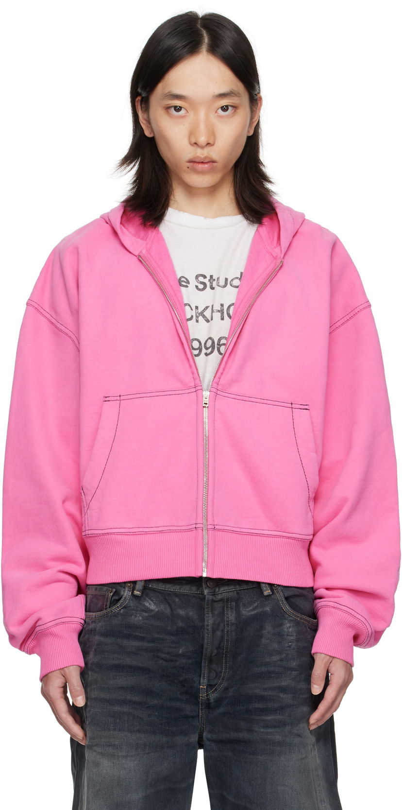 Суитчър Acne Studios Acne Studios Zip-Up Hoodie Розово | CI0208-