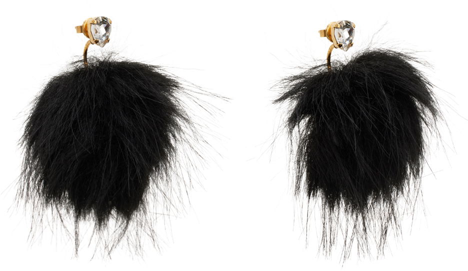 Обеци Simone Rocha Simone Rocha Crystal Stud Pompom Earrings Черно | ERG505 1090, 1