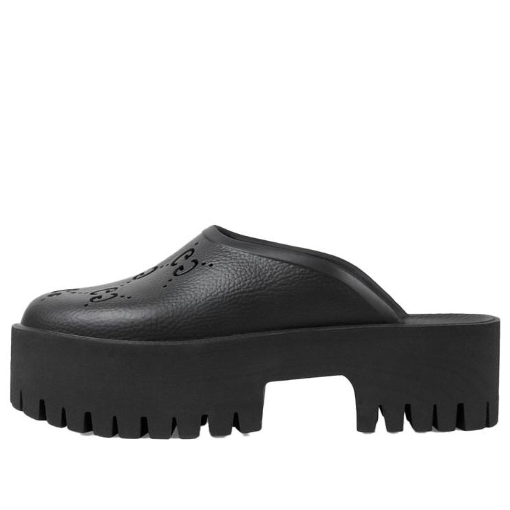 Кецове и обувки Gucci Gucci Platform Perforated G Sandals Черно | 663577-JFB00-1000