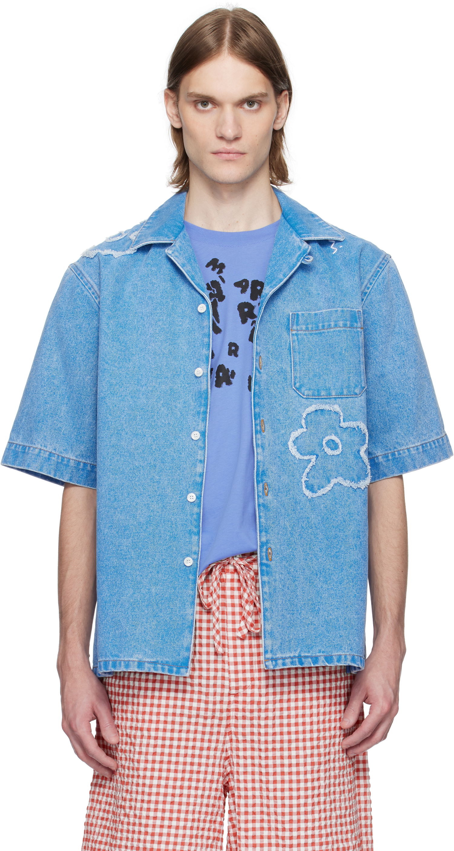 Риза Marni Marni Bowling Denim Shirt Синьо | CUJU0017QS USCX34, 0