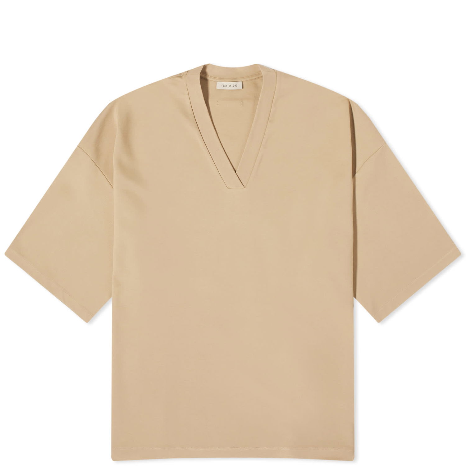 Тениска Fear of God Milano V-Neck T-Shirt Бежово | FG850-208VIS-260, 0