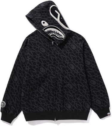 Суитчър BAPE Bape Sport Monogram Shark Full Zip Hoodie Black Черно | 1J80115054-BLK, 1