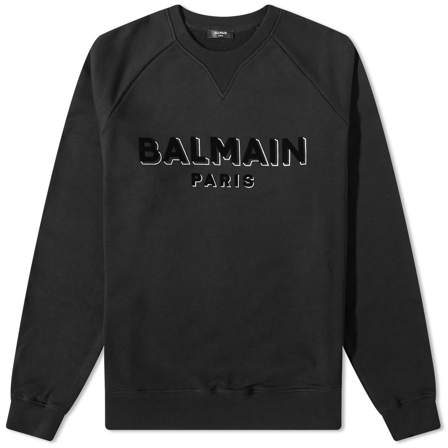Суитчър Balmain Flock & Foil Paris Logo Crew Sweat Черно | BH1JQ005BB99-EJO, 0