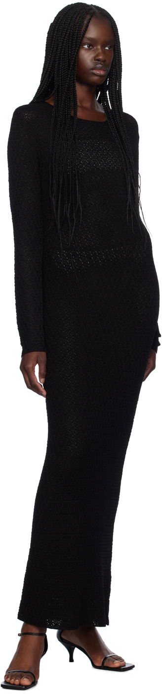 Pокля TOTEME TOTEME Long-Sleeve Maxi Dress Черно | 243-WRD0130-YA0040, 3