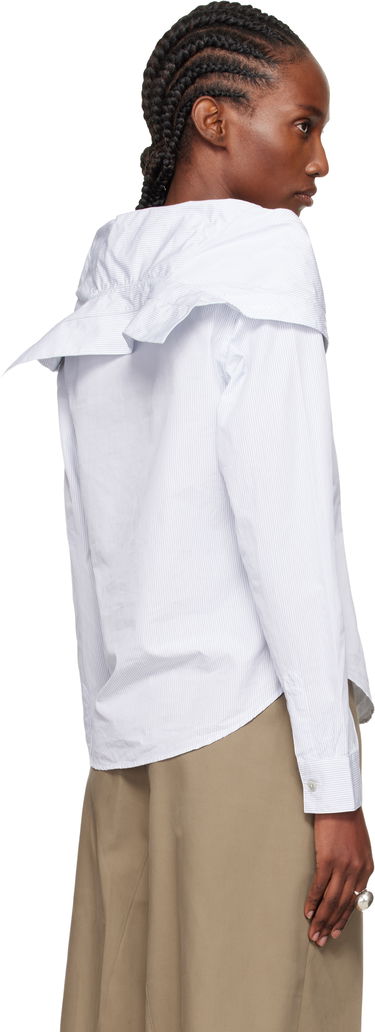 Риза OUR LEGACY Kaonashi Pinstriped Long-Sleeve Off-Shoulder Button-Up Shirt Бяло | W4252KD, 2