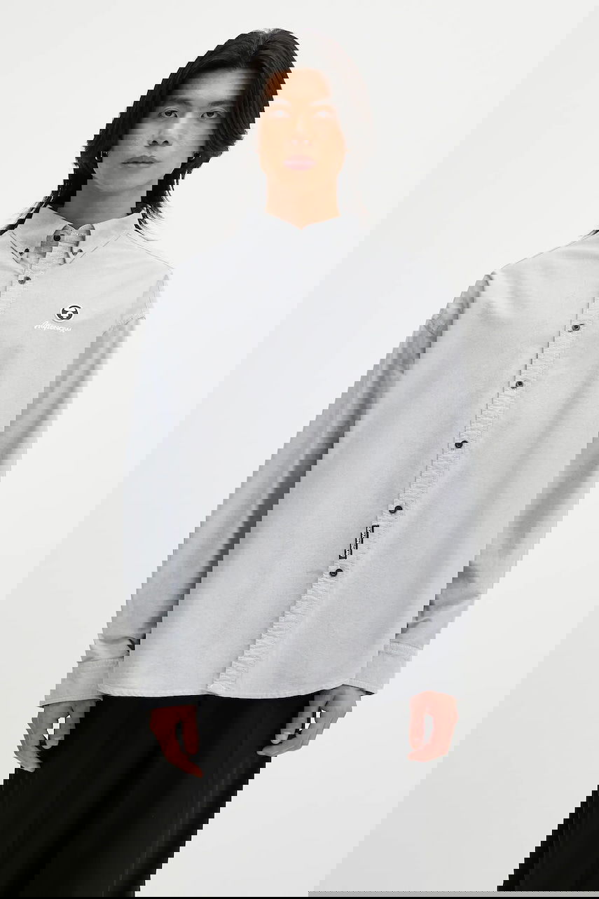 Риза AAPE by A Bathing Ape Cotton Long Relaxed Button-Down Shirt Сиво | AAPSTM8512XXO, 0