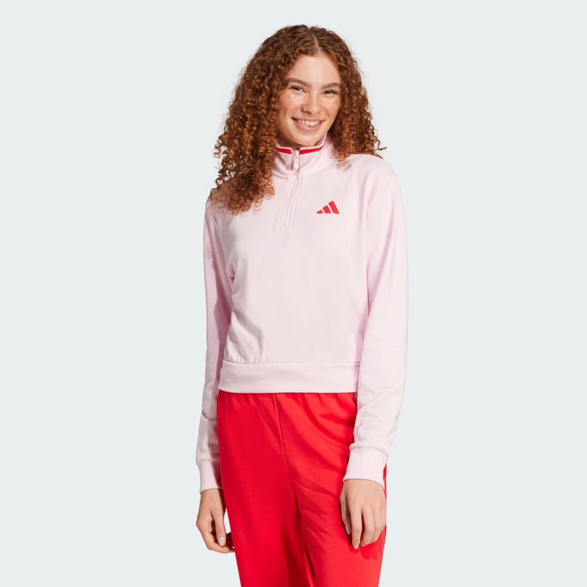 Суитчър adidas Performance Essentials Color Pop French Terry Crop Quarter-Zip Sweatshirt Розово | JG4174