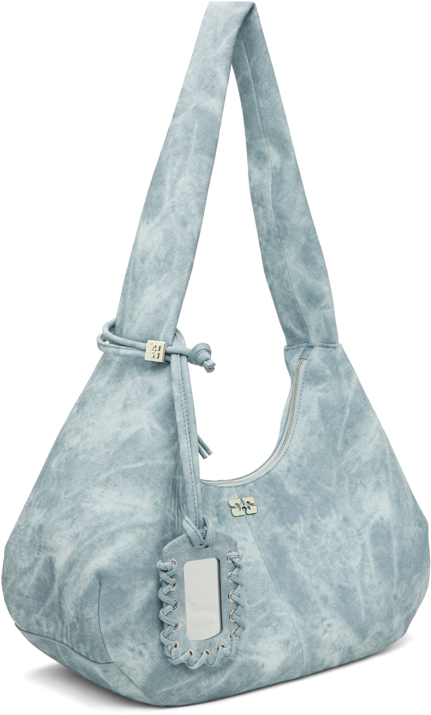 Чанта през рамо GANNI Medium Acid Wash Denim Hobo Bag Синьо | A6866, 1