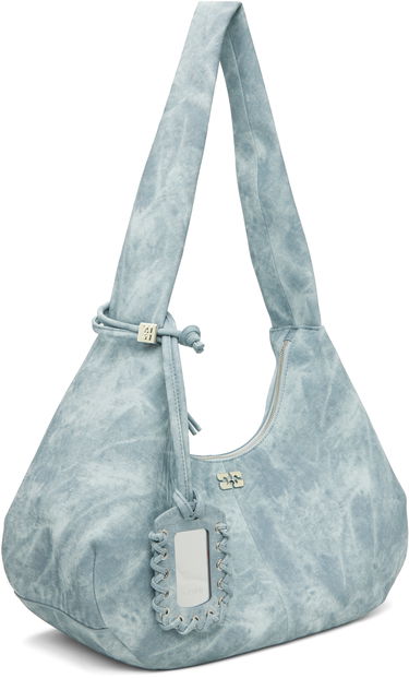 Чанта през рамо GANNI Medium Acid Wash Denim Hobo Bag Синьо | A6866, 1