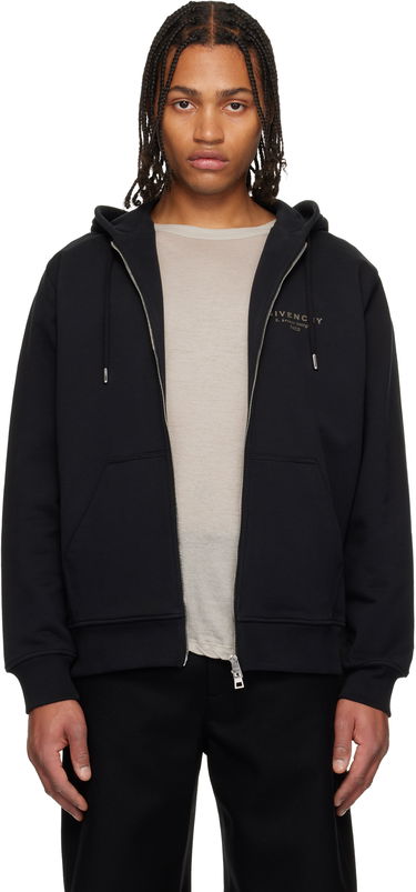 Суитчър Givenchy Zipped Stamp Print Hoodie Черно | BMJ0NJ3YRJ001, 0
