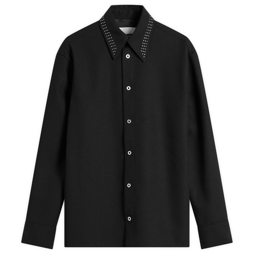 Риза Jil Sander Jil Sander Wool Canvas Shirt, Size Large Черно | J22DL0318-J41557-001